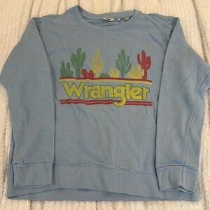 Wrangler Blue Sweatshirt with Colorful Cactus Design